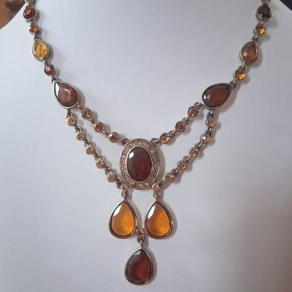 Kohl's Amber Stone Statement Necklace & Dangle Earrings Set - Picture 2 of 5